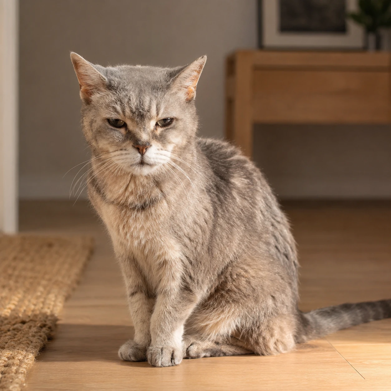 Ältere Katze wirkt steif und unsicher – mögliche Ursache für veränderte Katzenklo-Nutzung