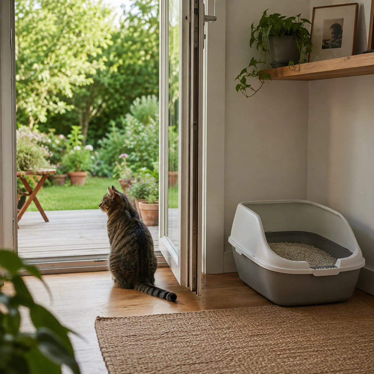Freigänger-Katze mit Innenklo als sichere Toilettenoption