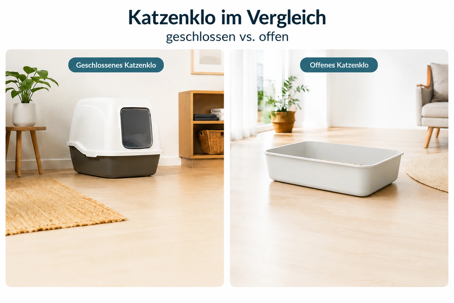 Katzenklo Größe und Form prüfen, wenn die Katze daneben kotet