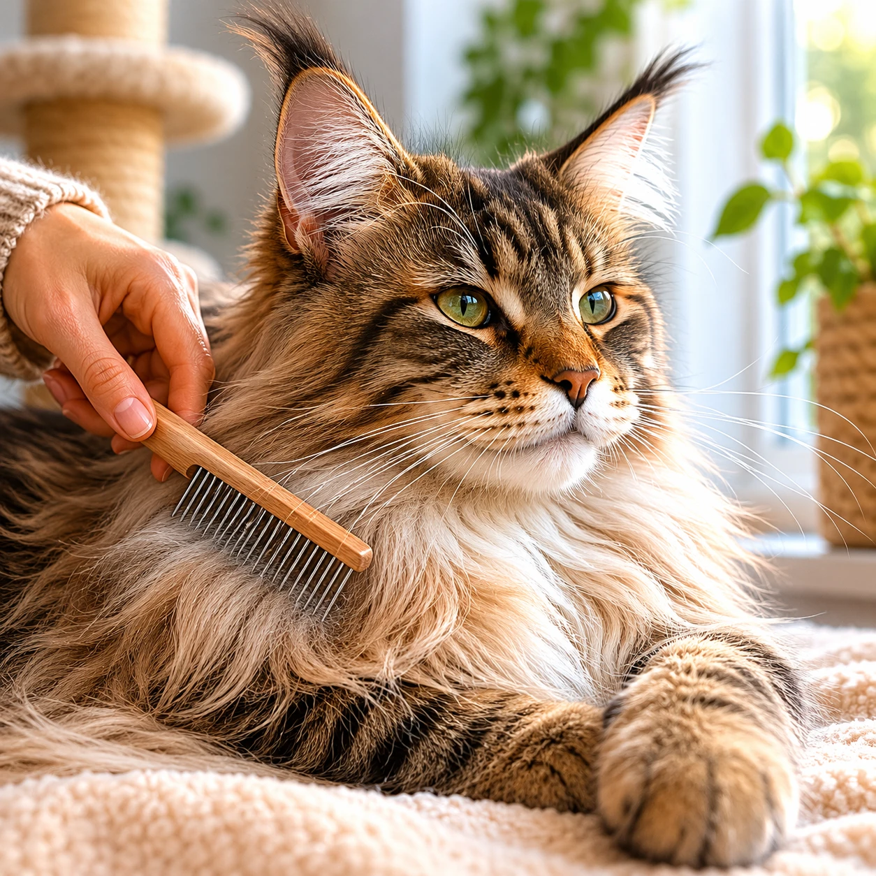 Maine Coon Fellpflege mit Kamm