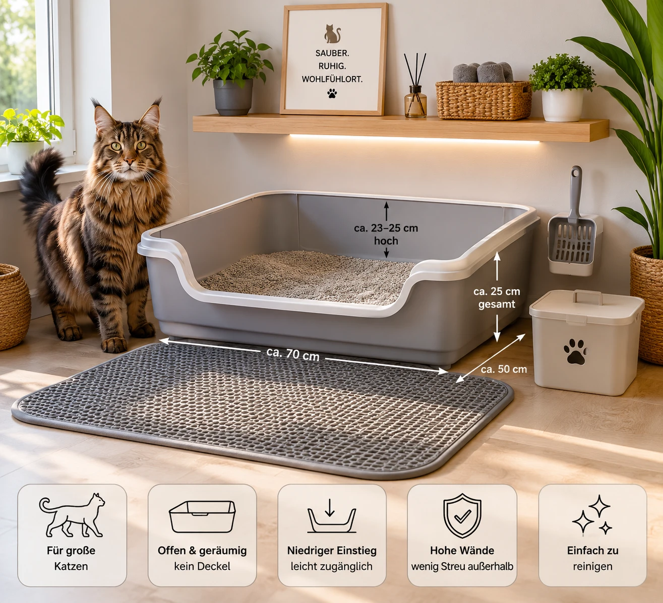 Großes Katzenklo für eine wachsende Maine Coon
