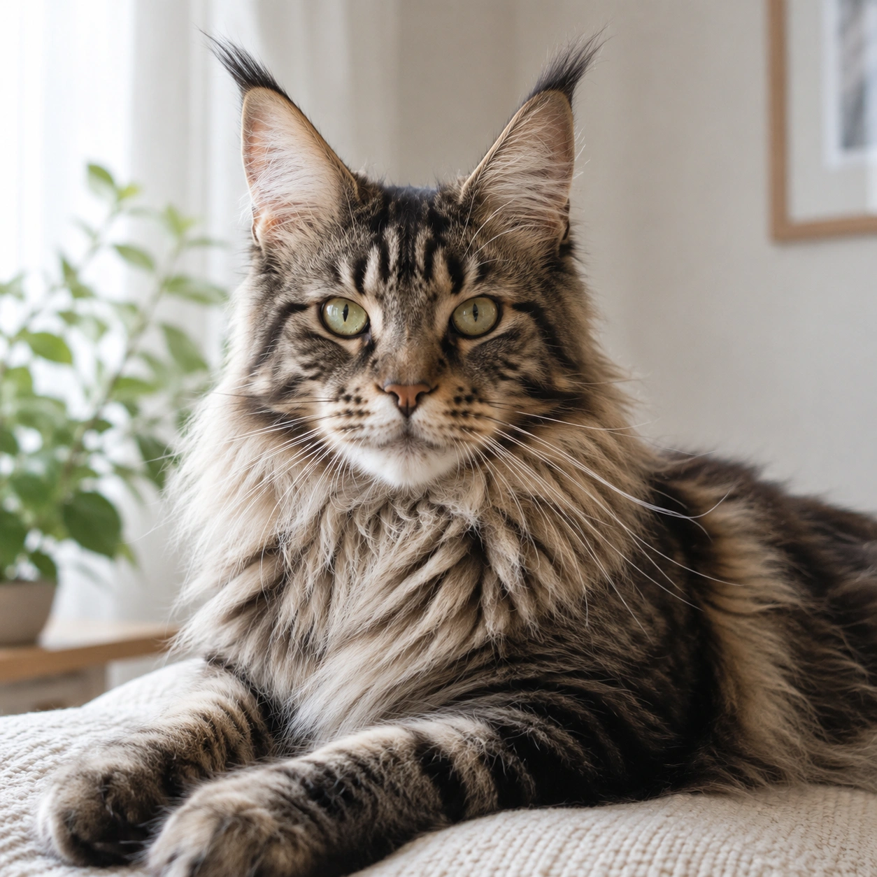 Maine Coon Katze im ruhigen Rasseportrait