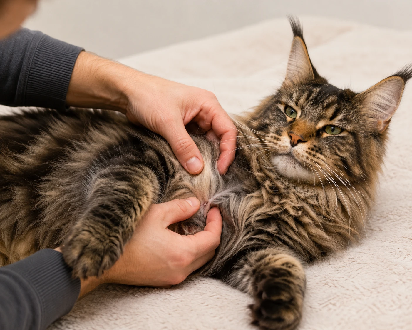 Fellpflege bei einer älteren Maine Coon