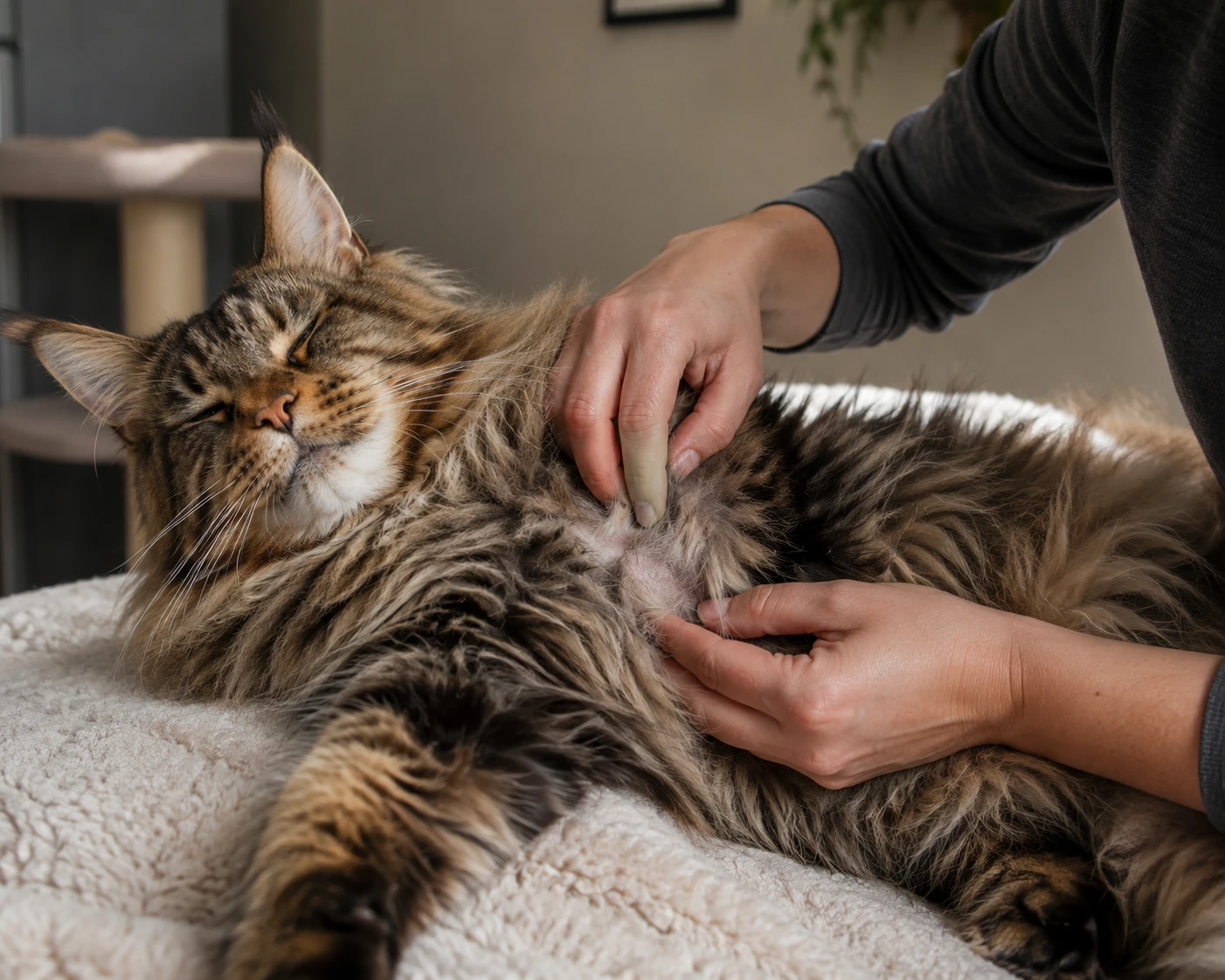 Verfilzungen bei der Maine Coon vorsichtig kontrollieren