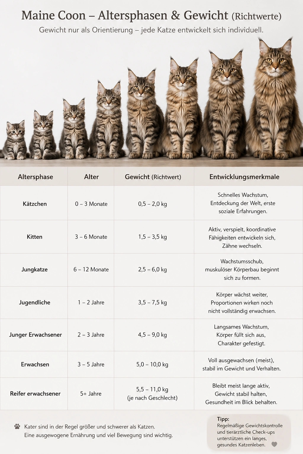 Wachstumsphasen der Maine Coon im Überblick