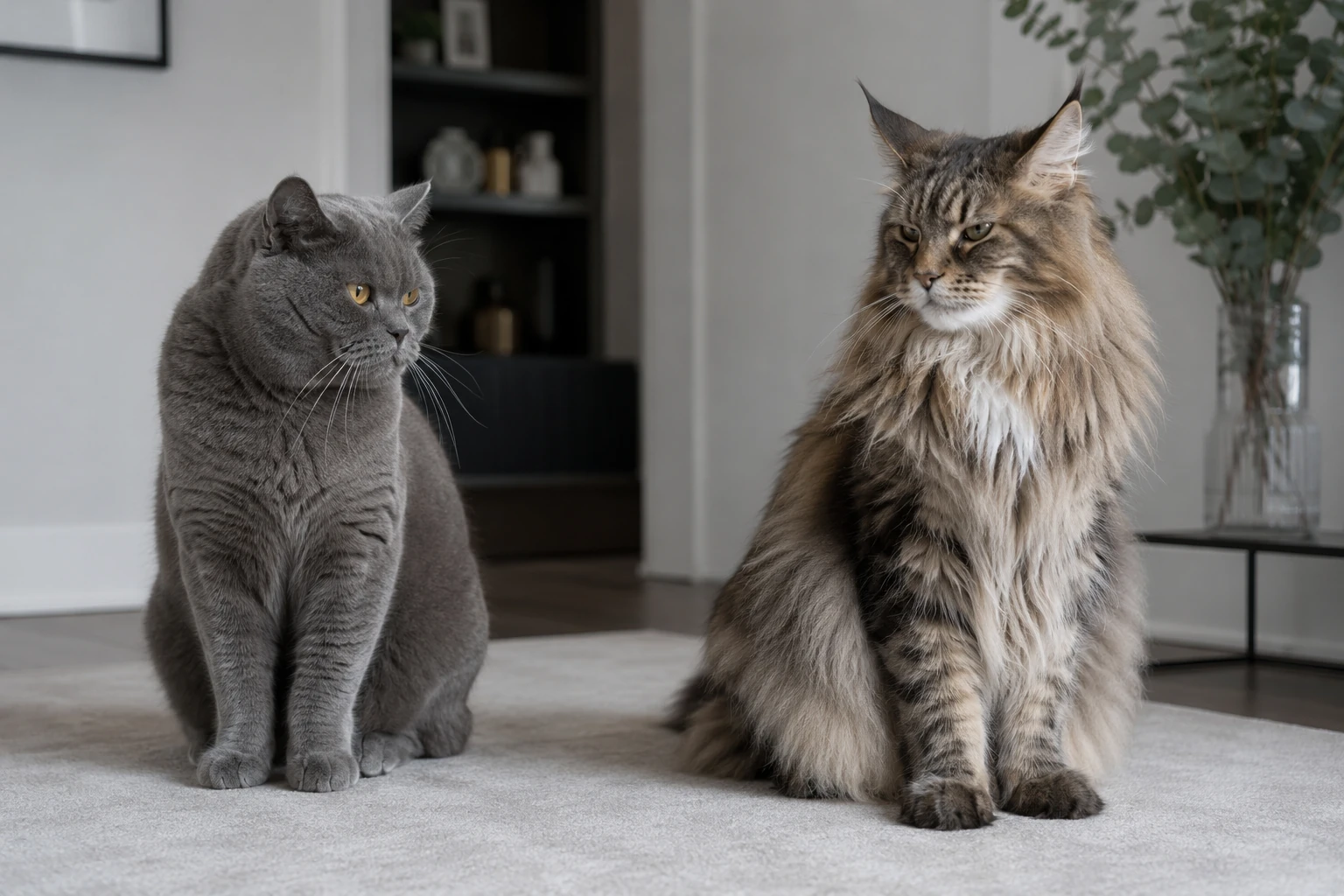 Zwei Katzen mit deutlichem Abstand – soziale Konflikte im Mehrkatzenhaushalt können plötzliche Unsauberkeit auslösen