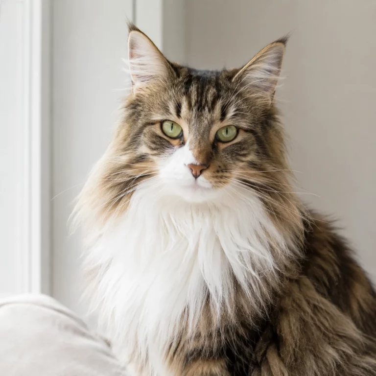 Norwegische Waldkatze im ruhigen Rasseportrait