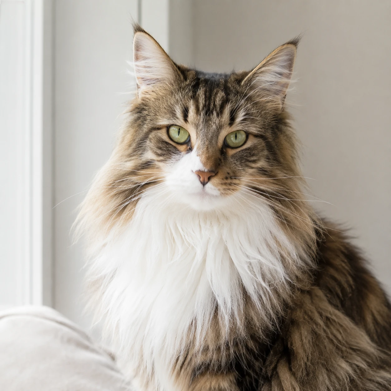 Norwegische Waldkatze im ruhigen Rasseportrait