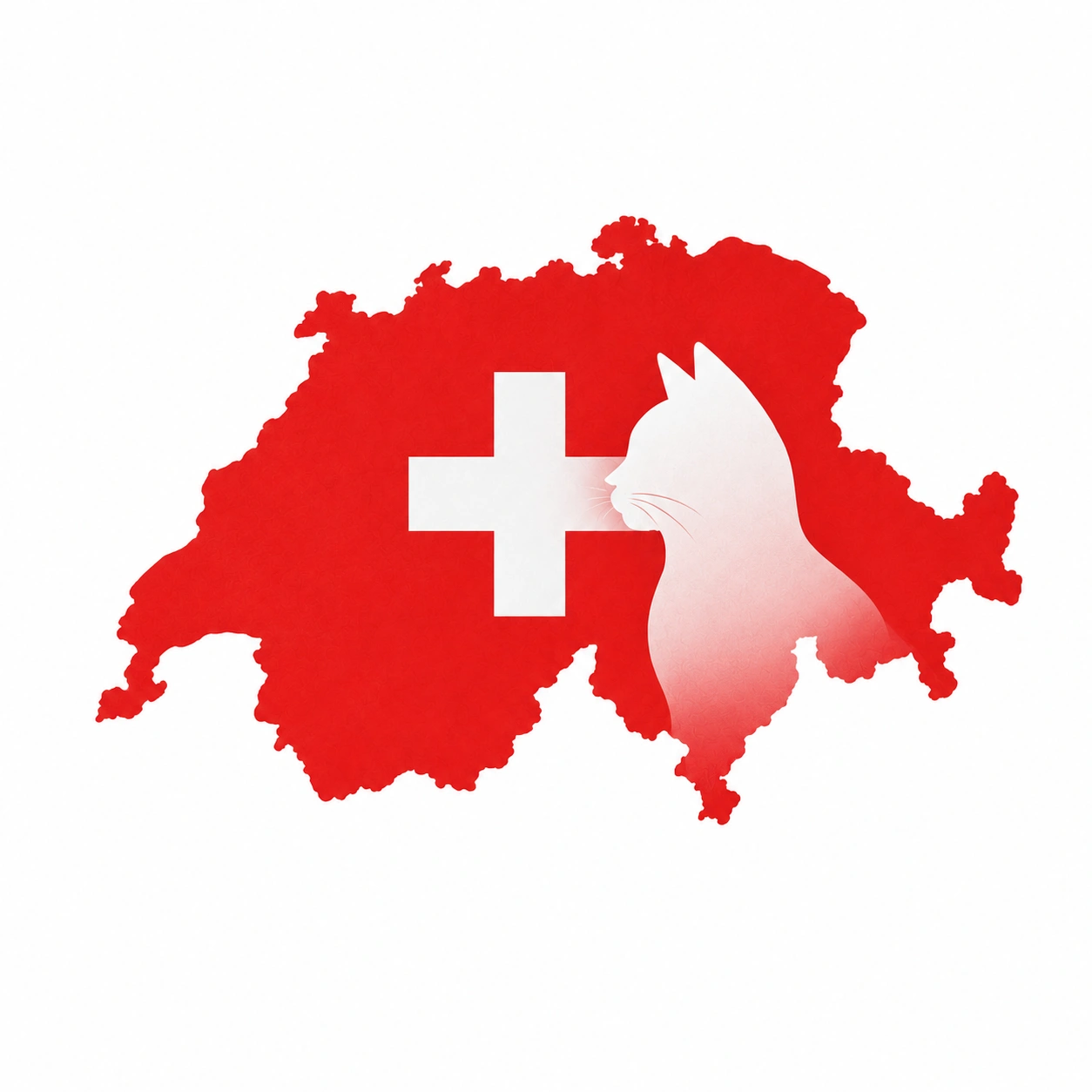 Symbolische Karte Schweiz mit Katzen-Silhouette – Online-Verhaltenstherapie für die ganze Schweiz