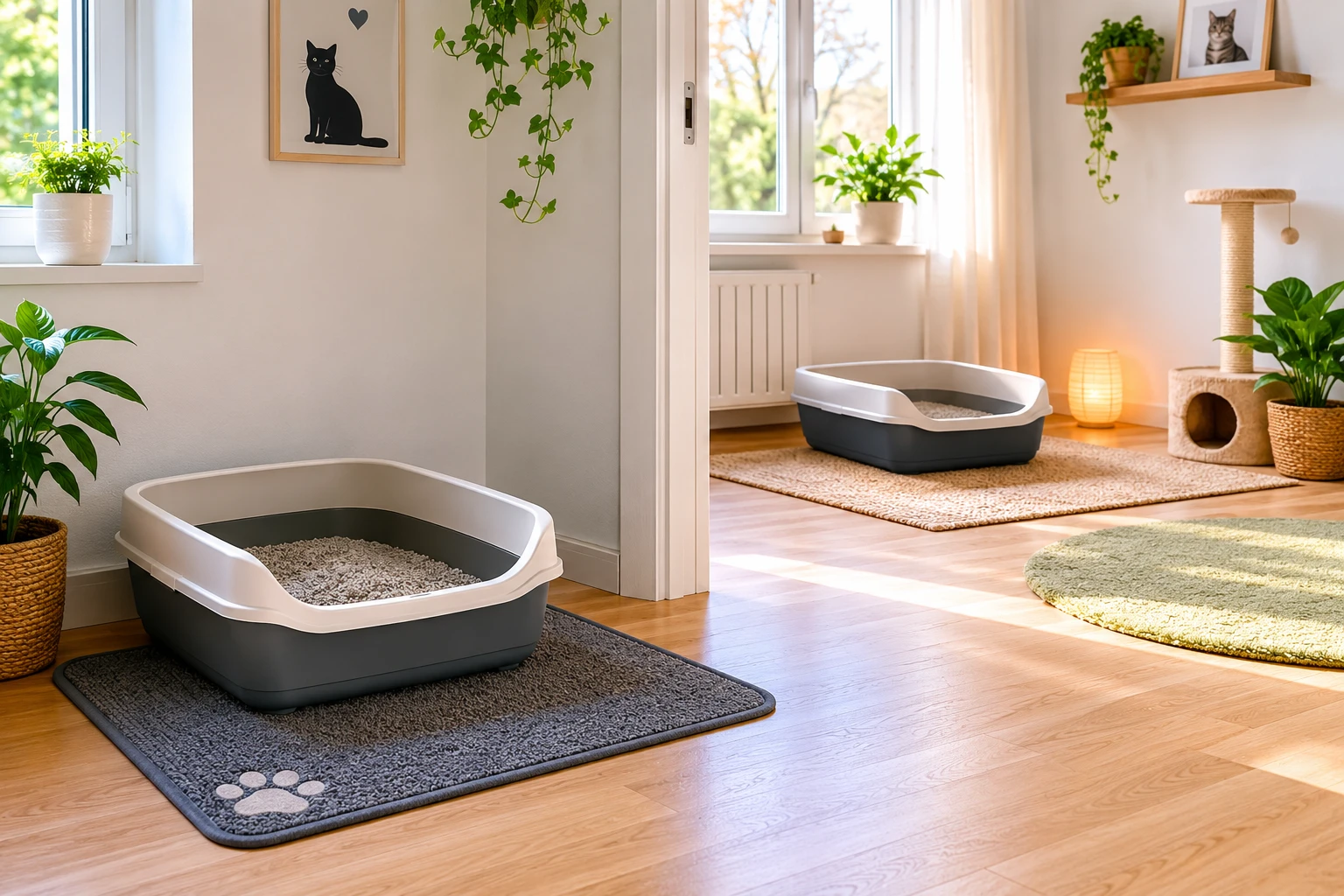 Zwei Katzenklos können helfen, wenn eine Katze Kot außerhalb absetzt