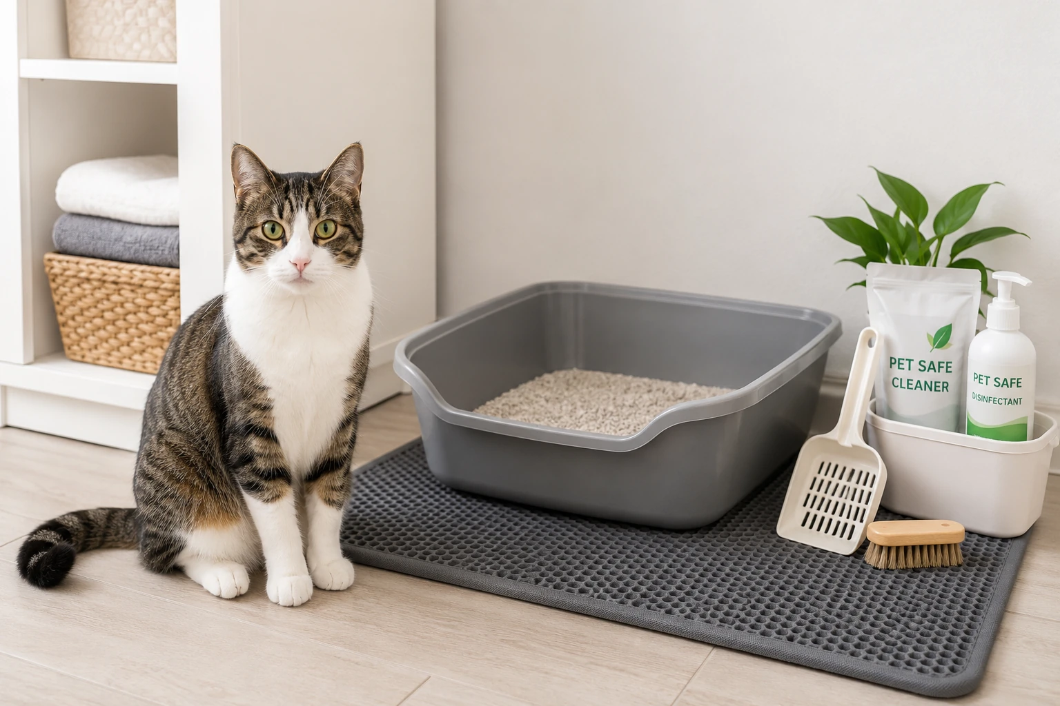 Urin neben dem Katzenklo gründlich reinigen