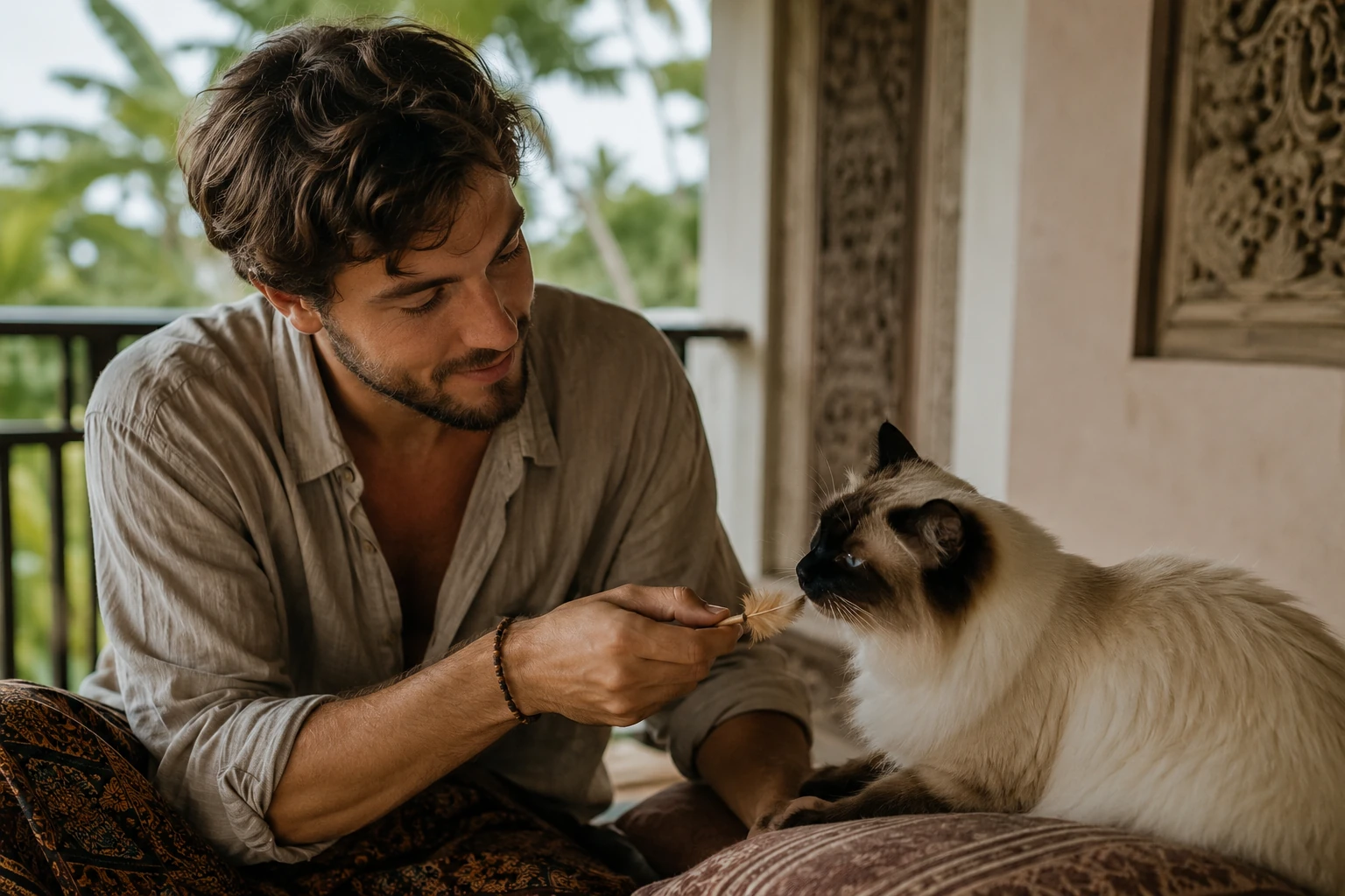 Beschäftigung und Nähe bei der Balinese Katze