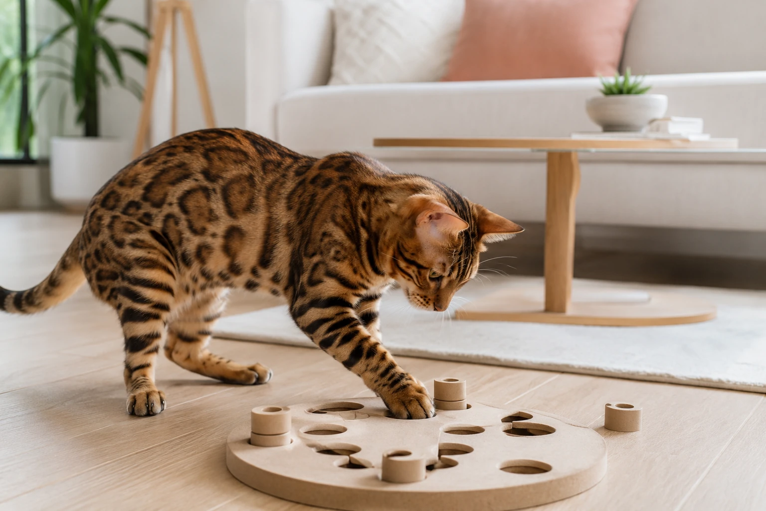 Futteraufgabe für eine fordernde Bengal Katze