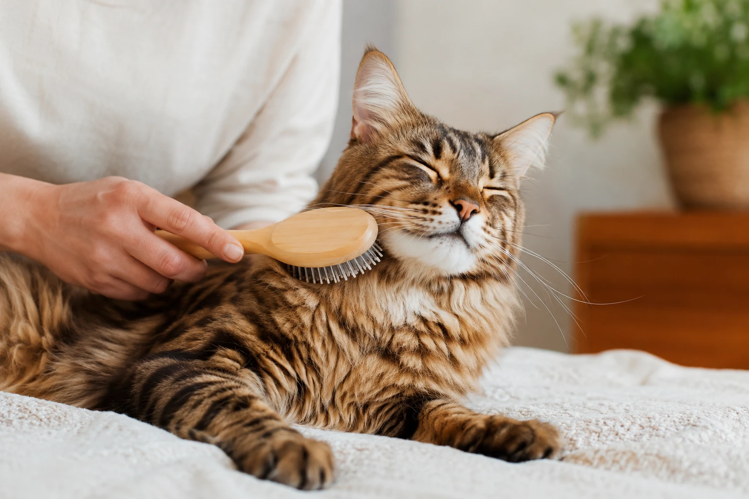 Fellpflege bei einem Bengal Maine Coon Mix stressarm aufbauen