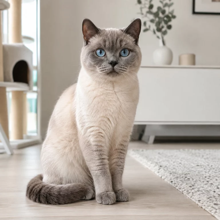 BKH Siam Mix in ruhigem Rassekatzen-Portrait