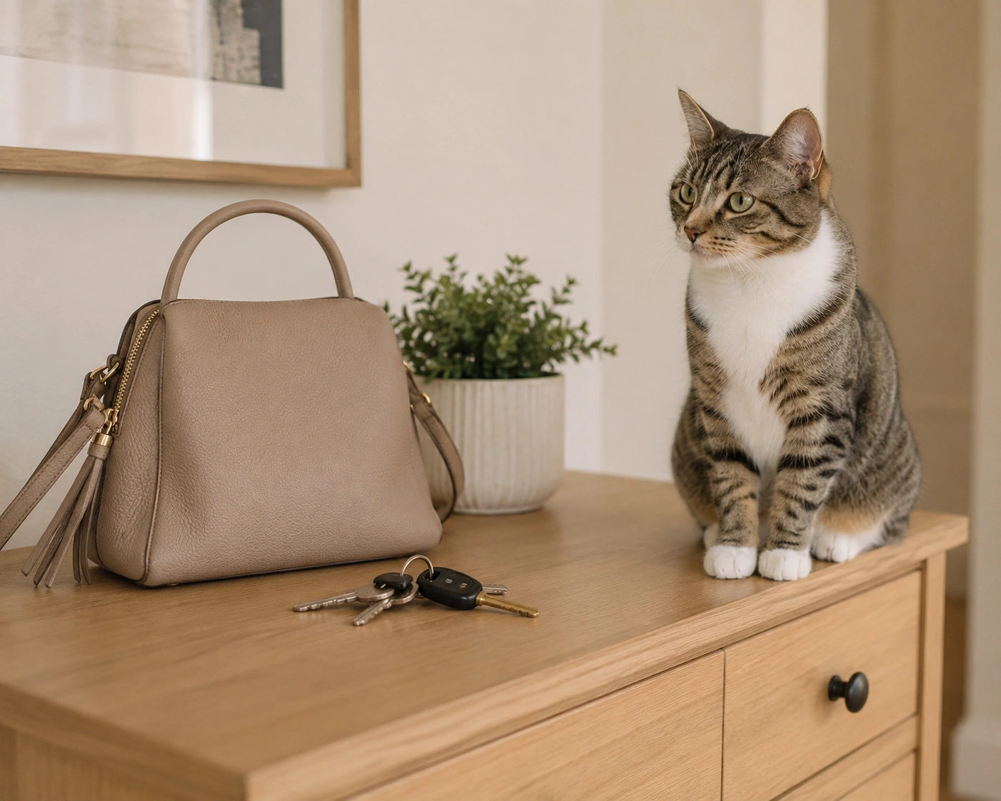 Schlüssel und Tasche können für Katzen Abschiedsreize sein