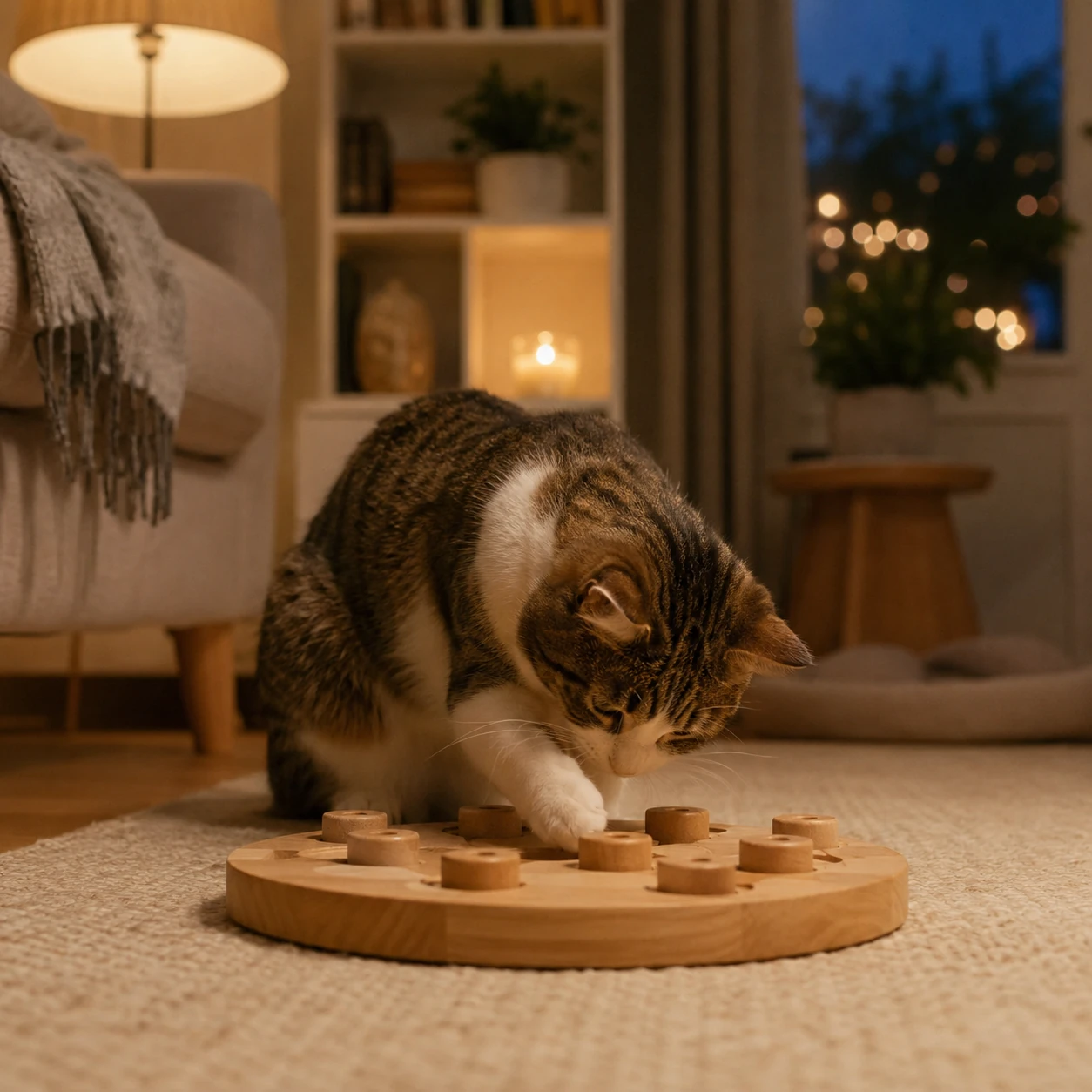 Futterbeschäftigung für Katzen am Abend