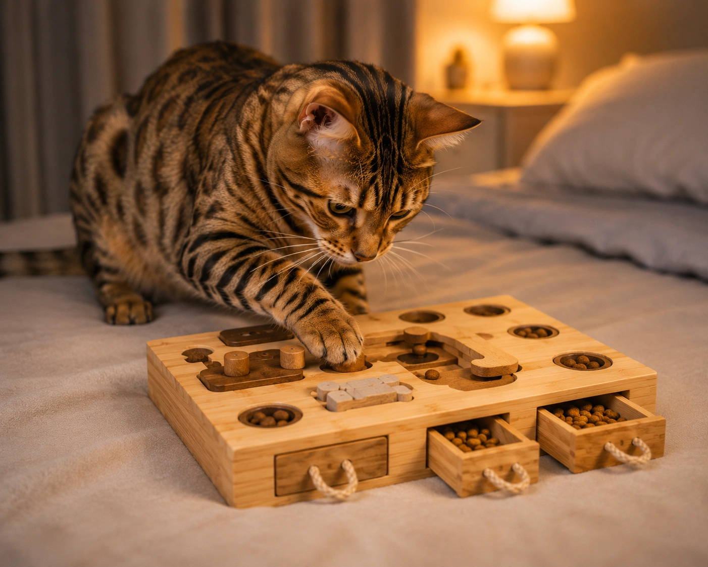 Futterbeschäftigung für Katzen vor dem Schlafen
