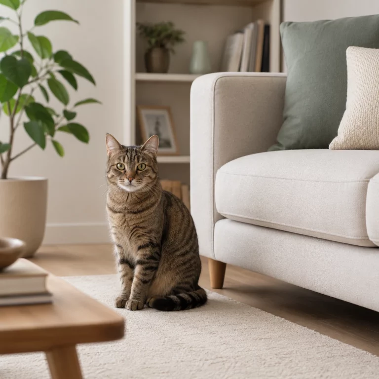 Katze neben Sofa - Kot auf dem Sofa ist kein Protest, sondern ein Signal