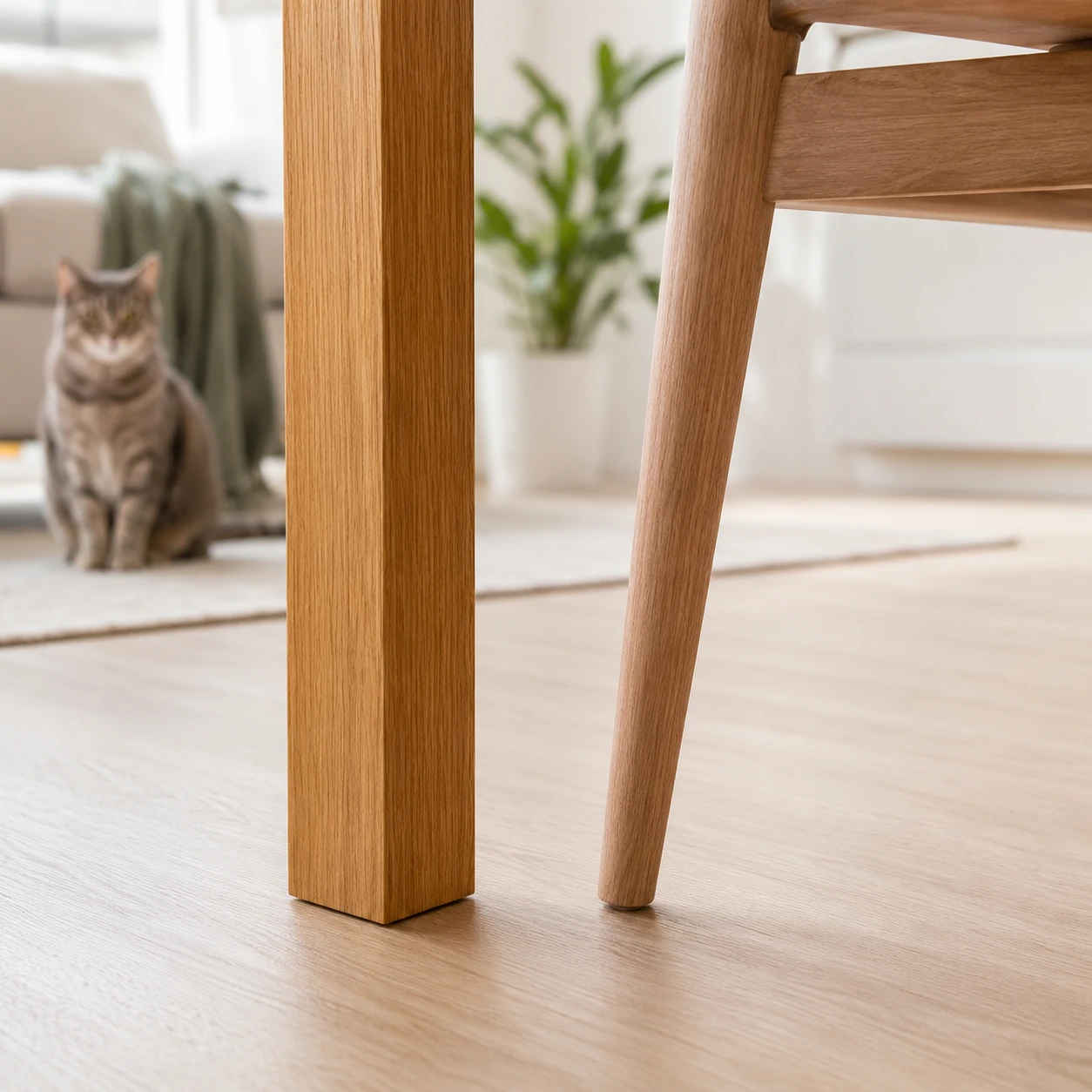 Tischbein als möglicher Ort für Harnmarkieren bei Katzen