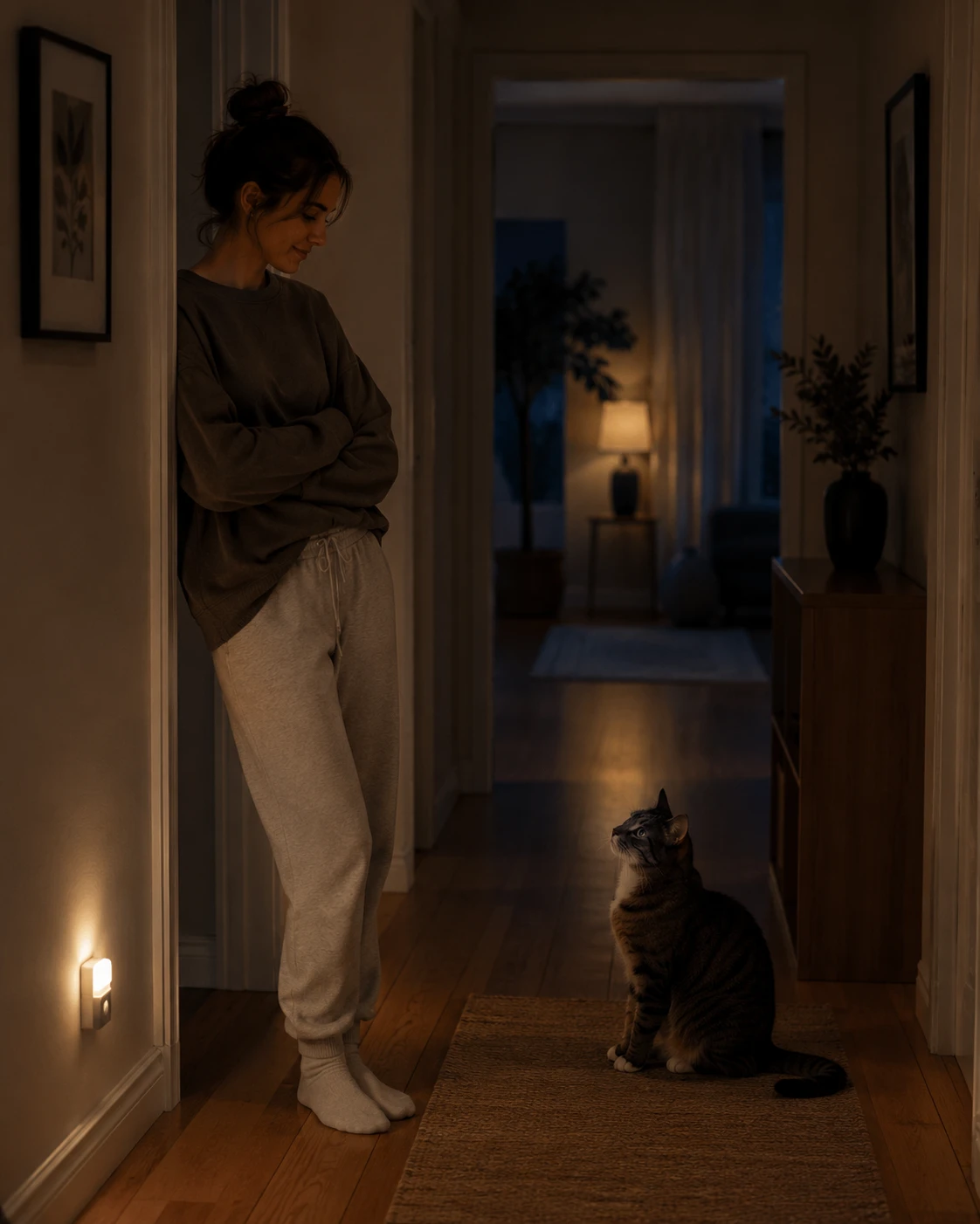 Ruhig reagieren, wenn die Katze nachts weckt