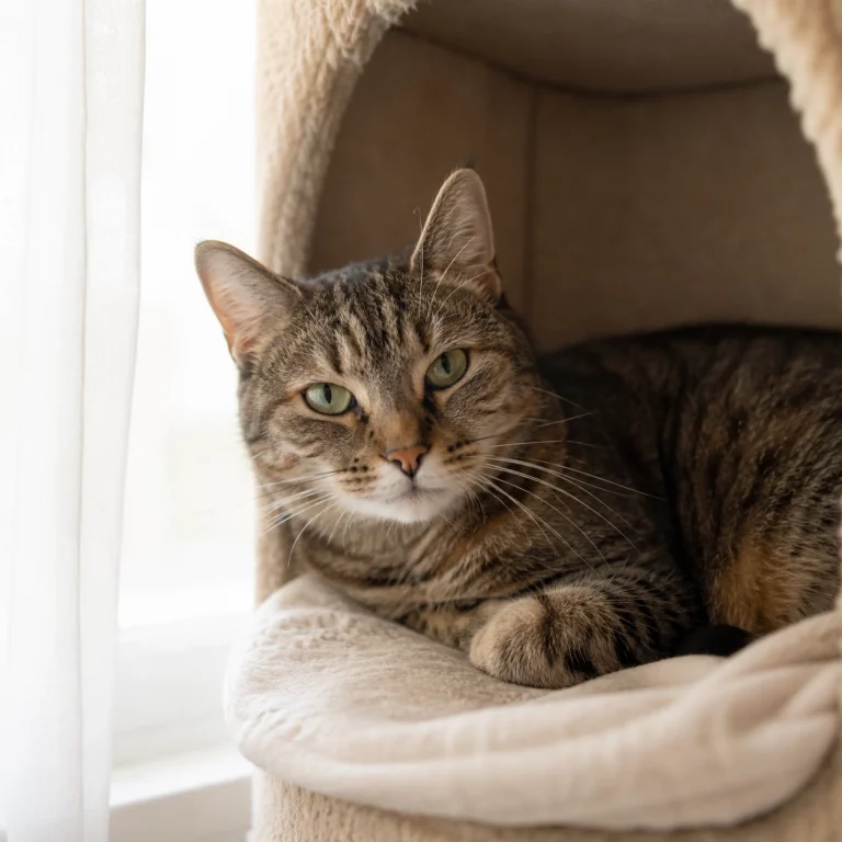 Katze zieht sich zurück in einen sicheren Rückzugsort
