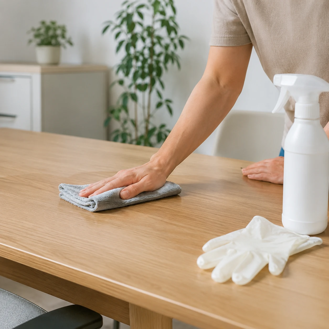 Katzenurin auf Tisch materialgerecht reinigen