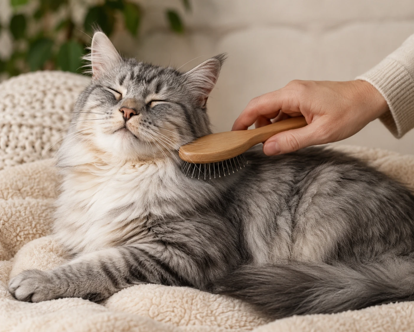 Fellpflege bei einem Maine Coon BKH Mix stressarm aufbauen