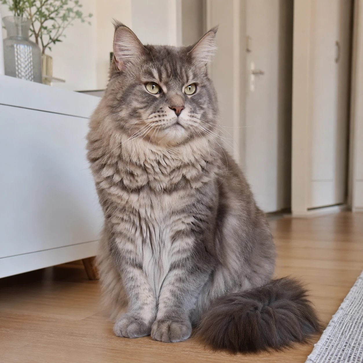 Maine Coon BKH Mix in ruhigem Rassekatzen-Portrait