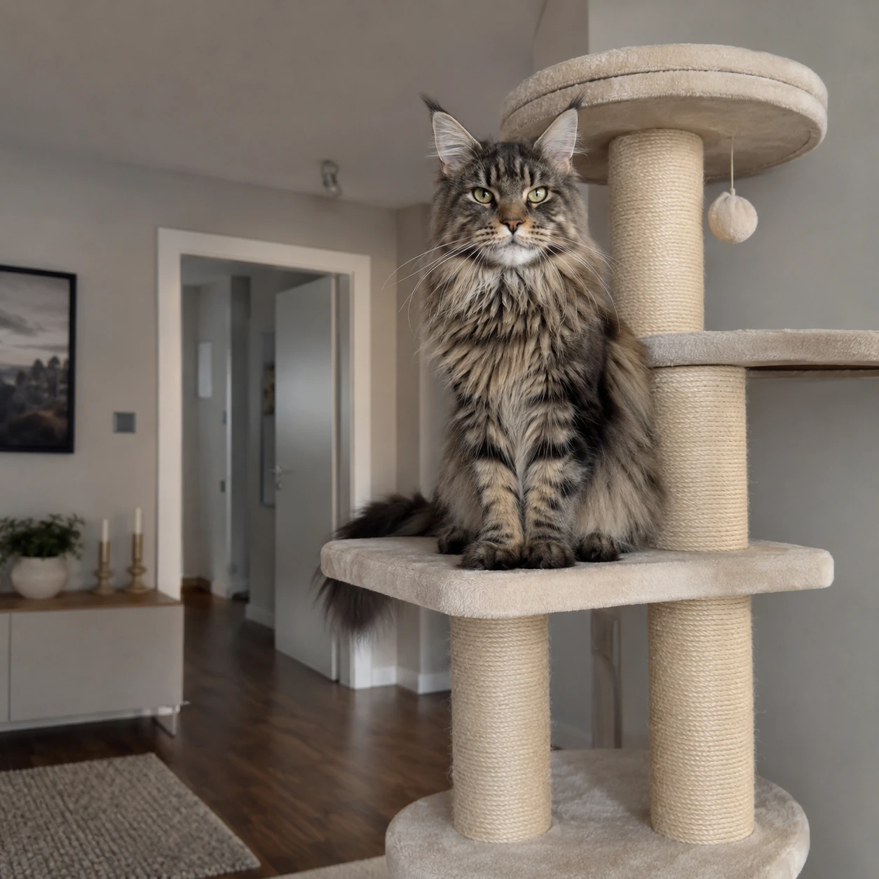 Maine Coon in Einzelhaltung in katzengerechter Wohnung