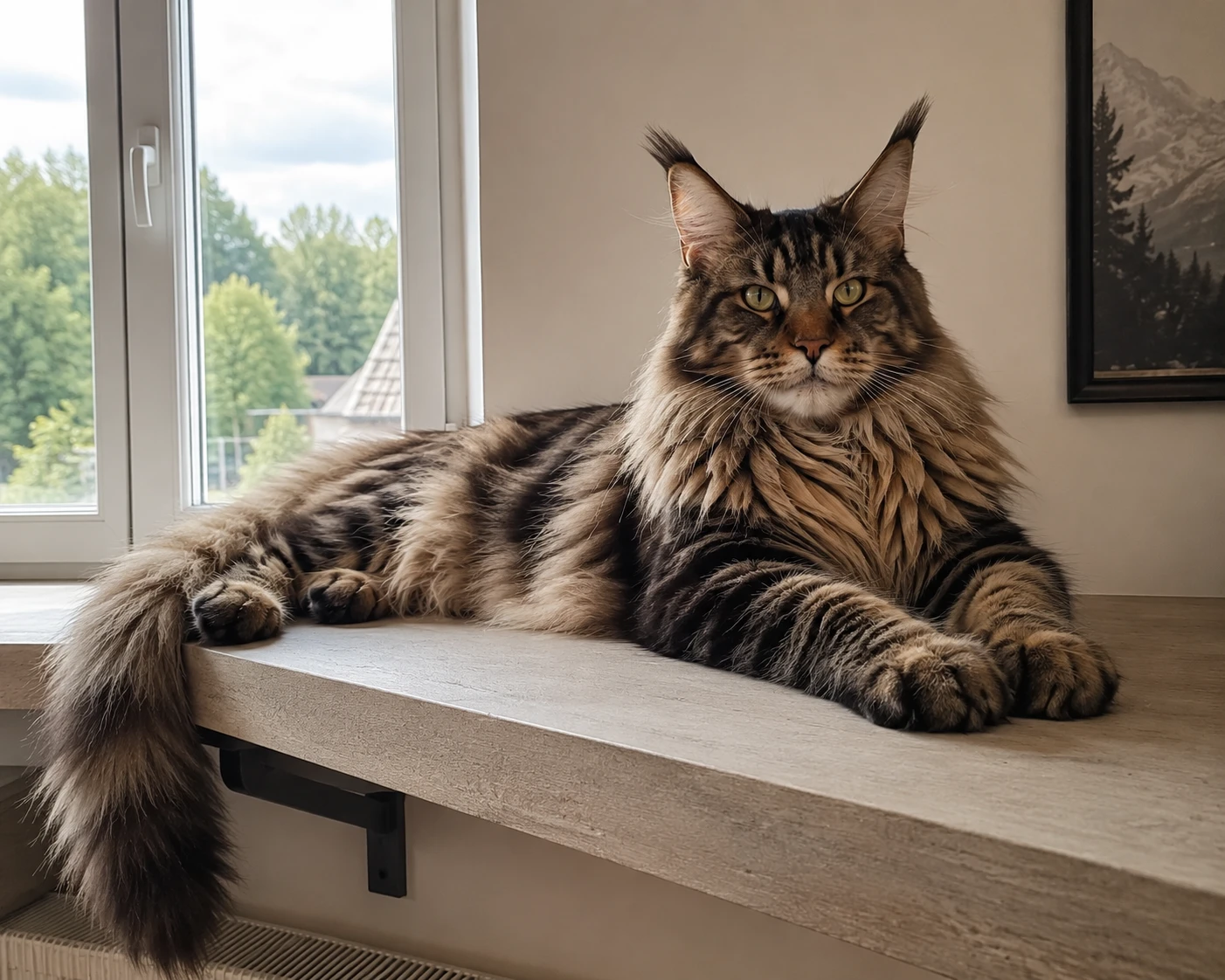 Erhöhter Liegeplatz für eine Maine Coon in der Wohnung
