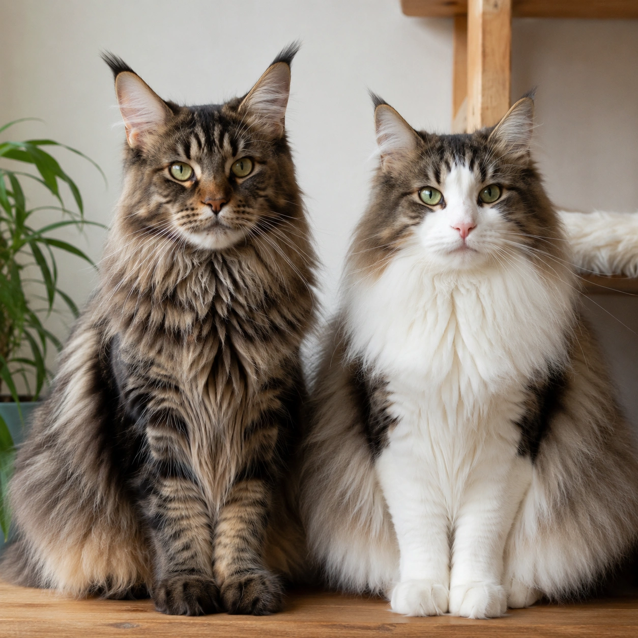 Maine Coon und Norwegische Waldkatze im direkten Vergleich