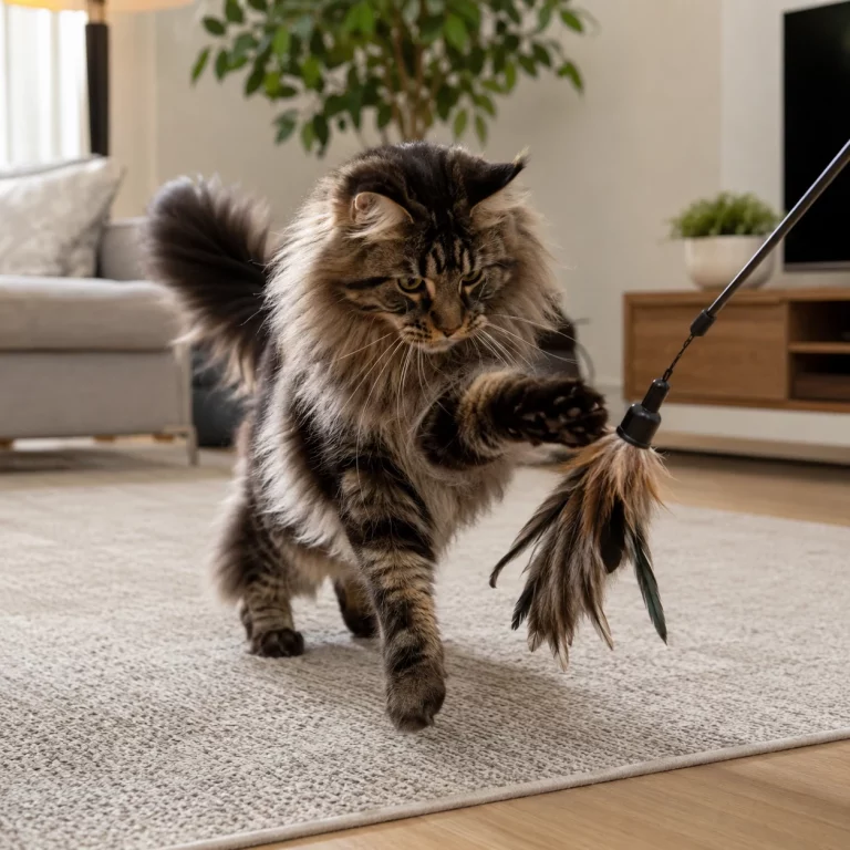 Maine Coon mit sicherem Spielzeug beschäftigen