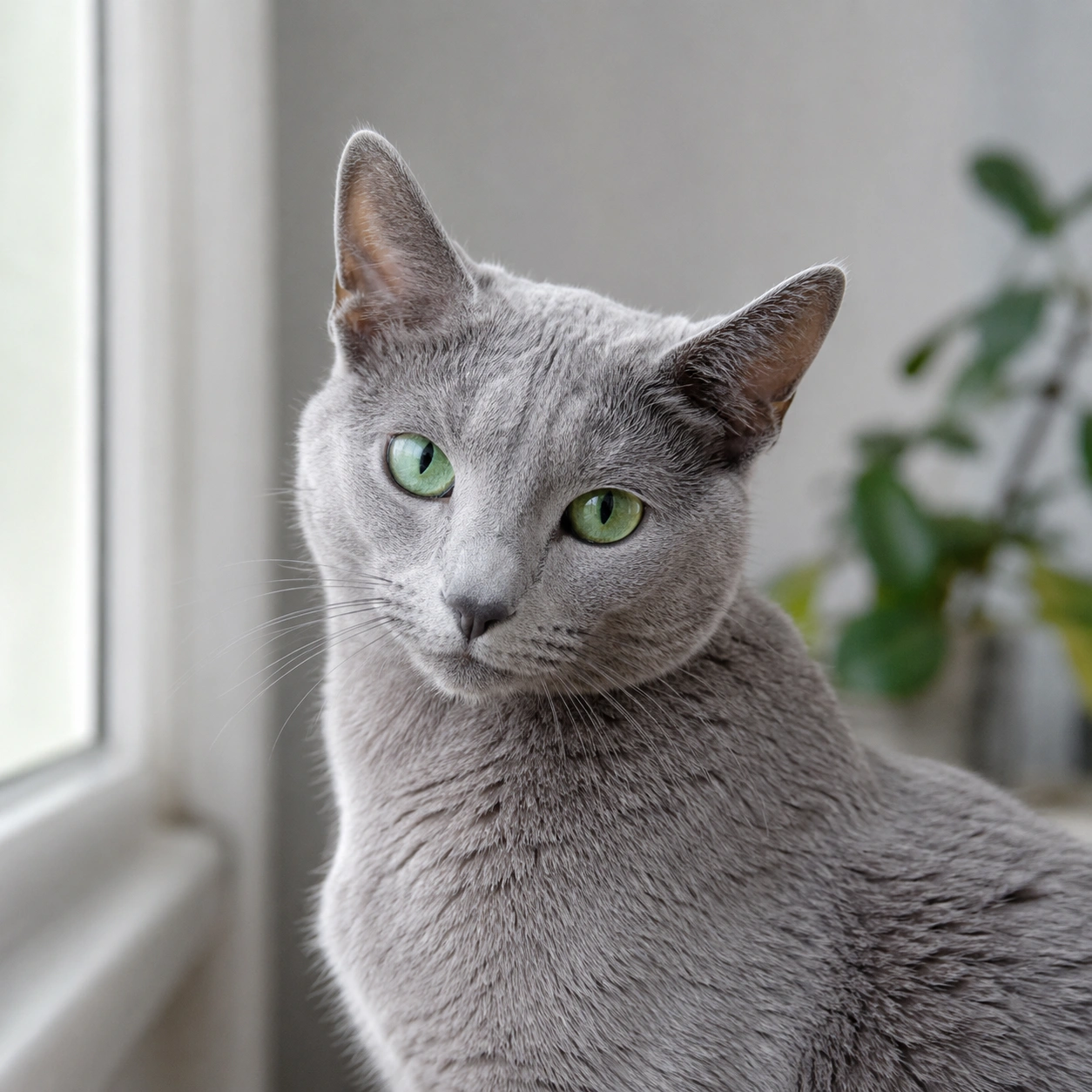 Russisch Blau Katze im ruhigen Rasseportrait