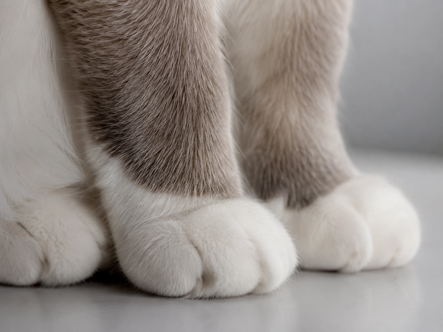Weiße Pfoten einer Snowshoe Katze