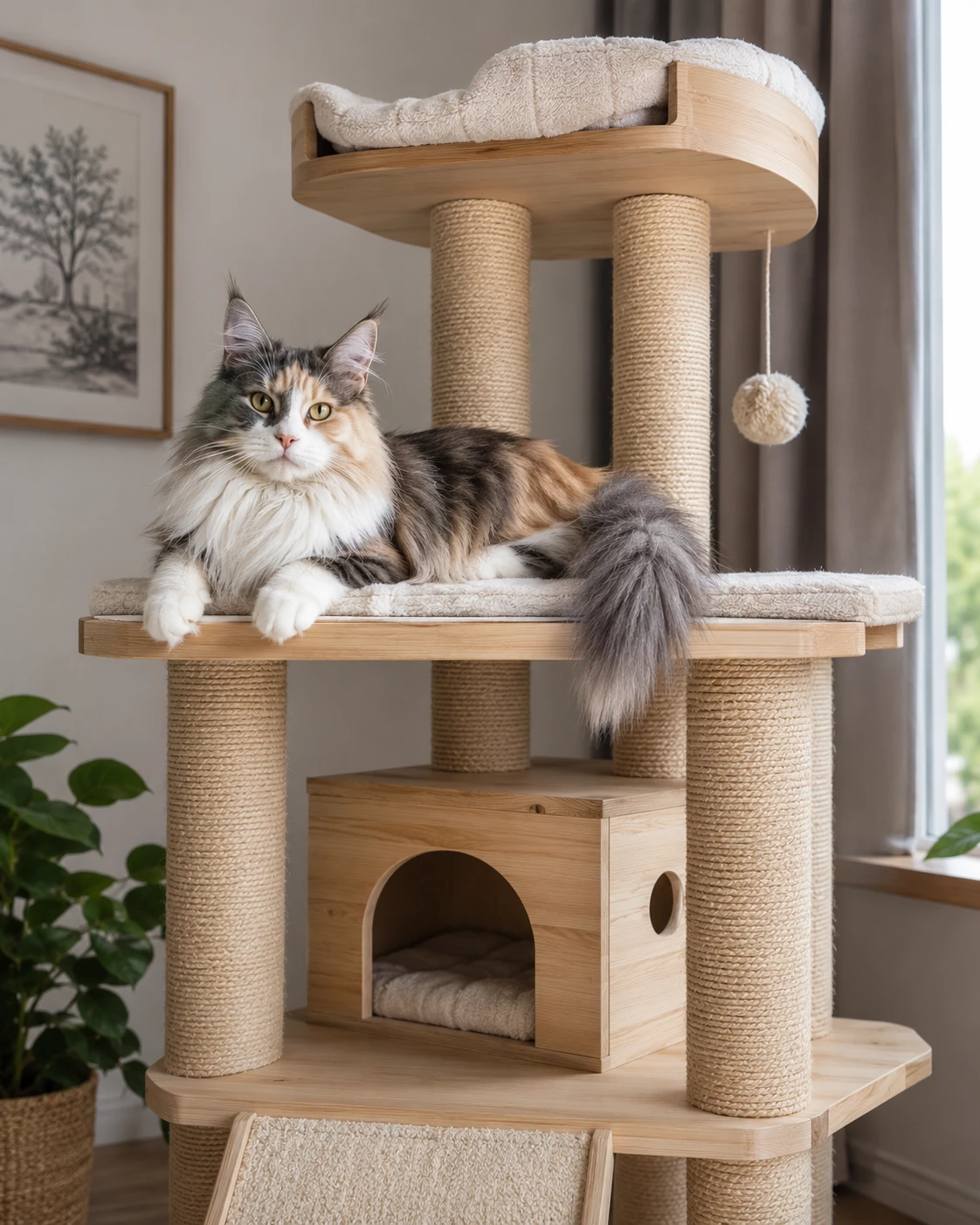 Stabile Ausstattung für einen Angora Maine Coon Mix