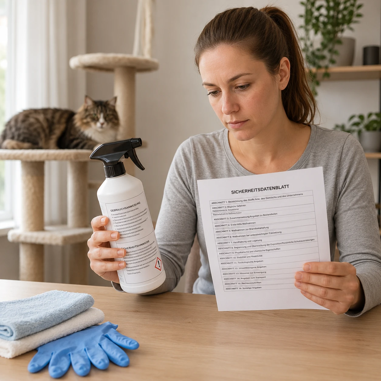 Etikett und Sicherheit von Anti-Pinkel-Spray für Katzen prüfen