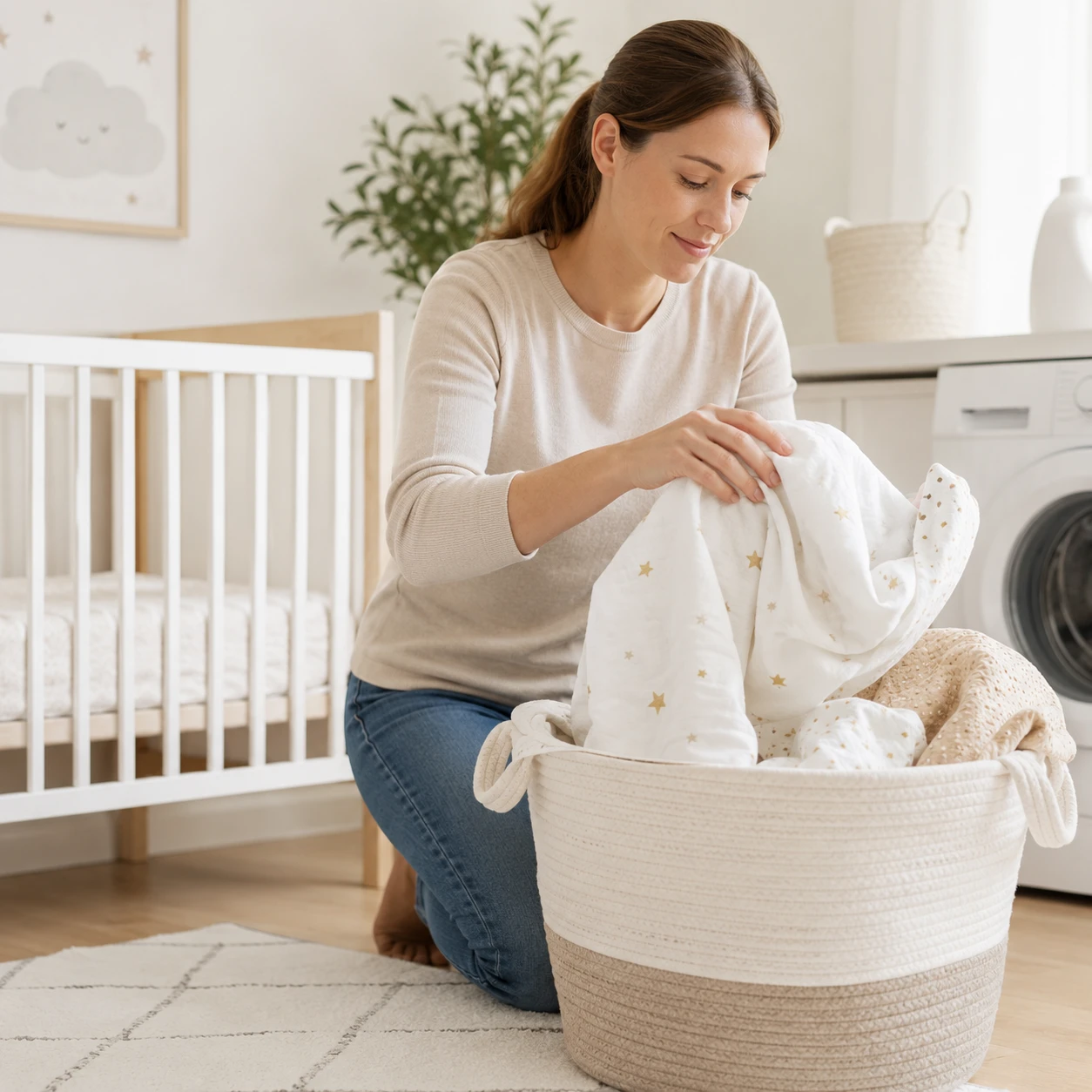 Babybett-Textilien nach Katzenurin sicher waschen