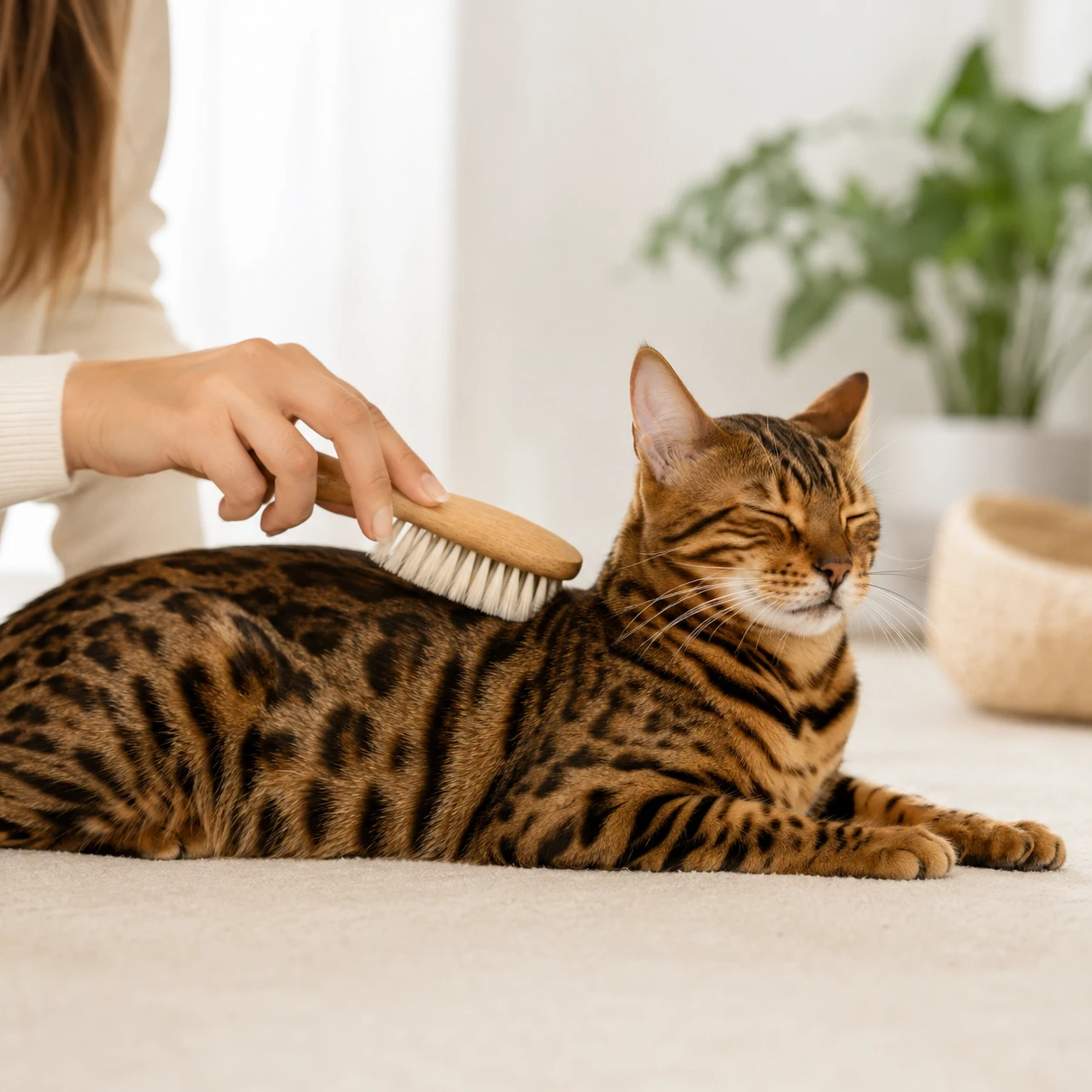 Bengal Fellpflege mit weicher Bürste ohne Stress