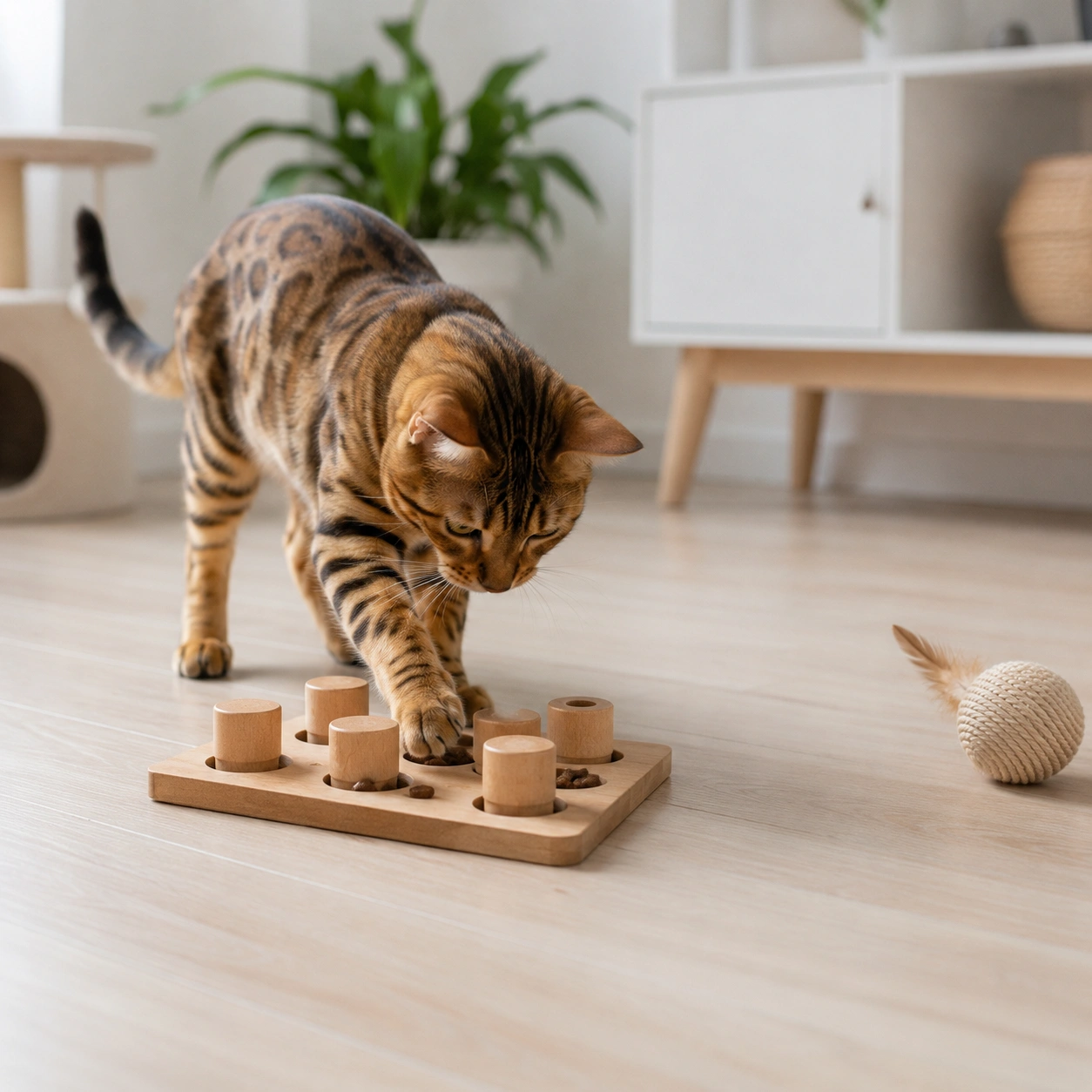 Futterbeschäftigung für eine Bengal Katze