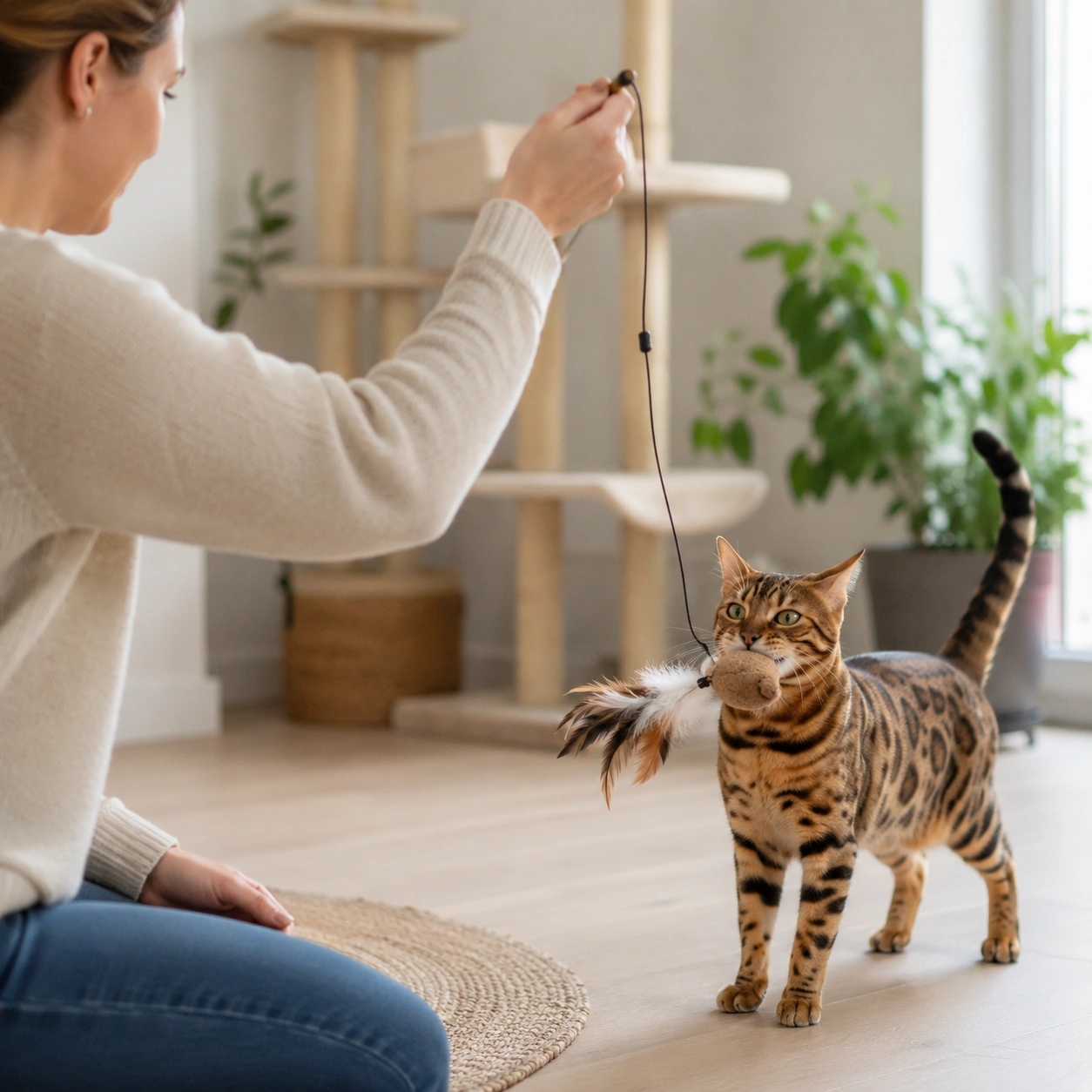 Jagdspiel mit einer Bengal Katze sinnvoll abschließen