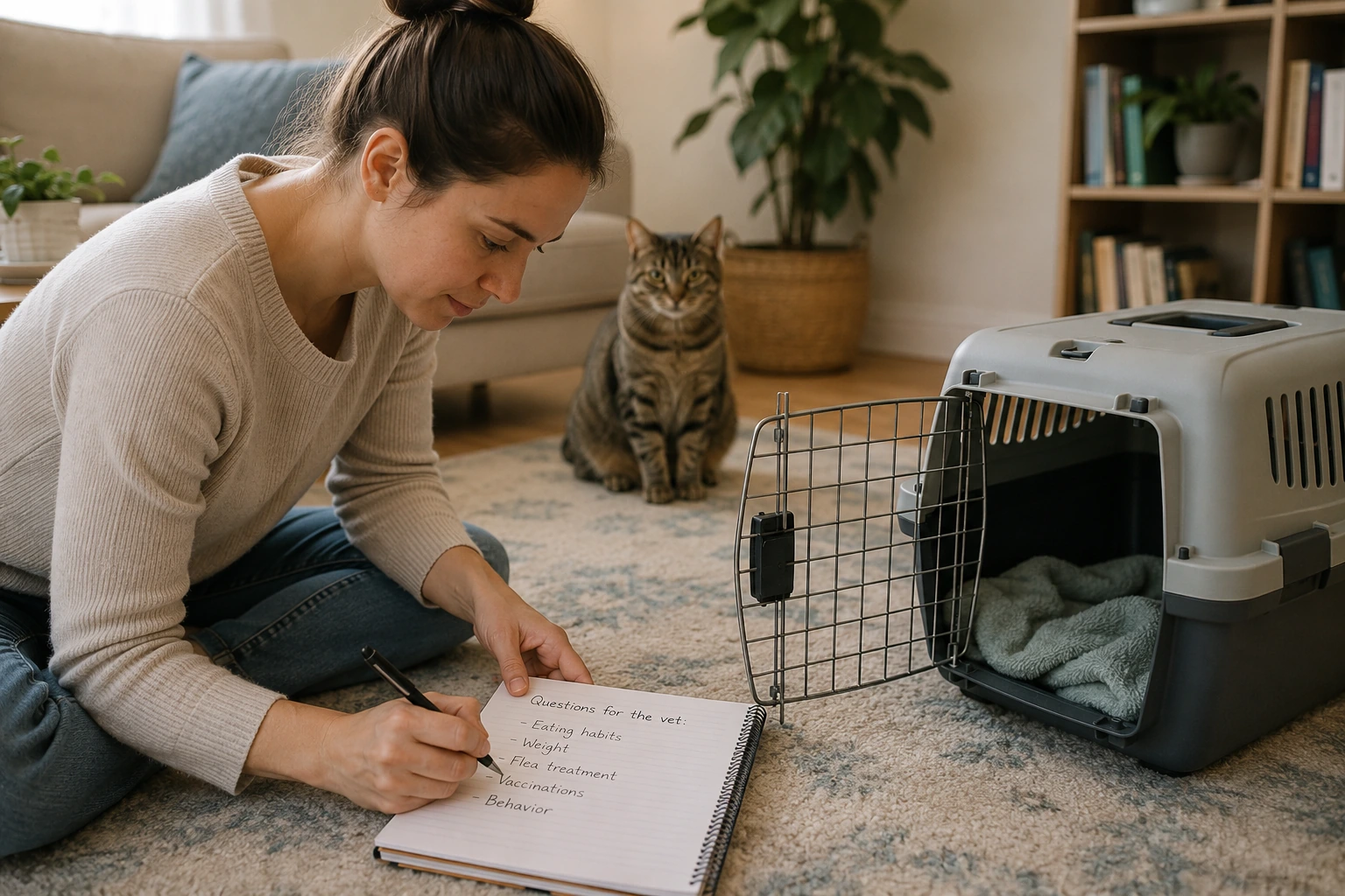 Fragen zu Beruhigungsmitteln für Katzen vor dem Tierarztbesuch notieren