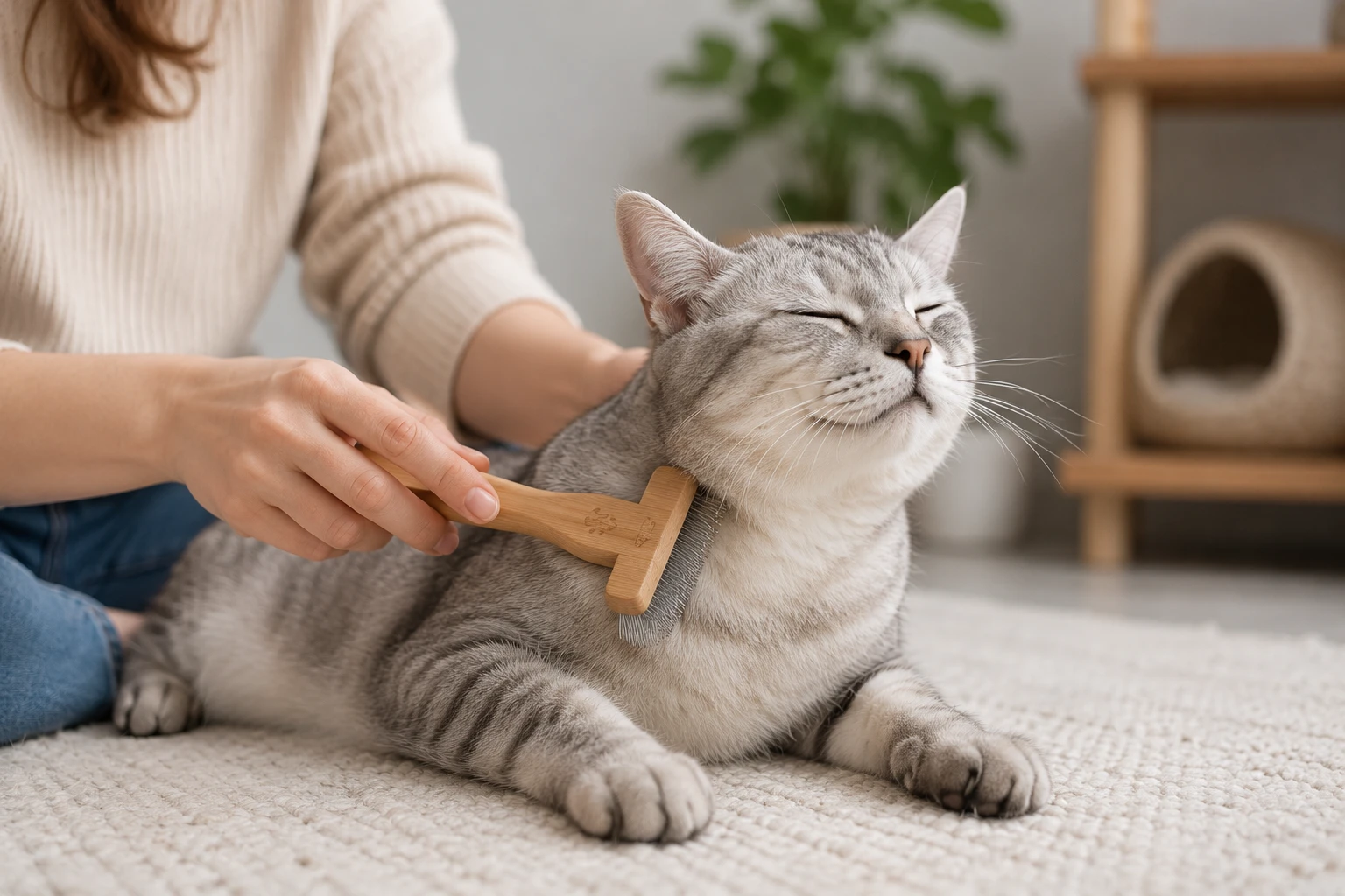 Sanfte Fellpflege bei einer Burmilla Katze