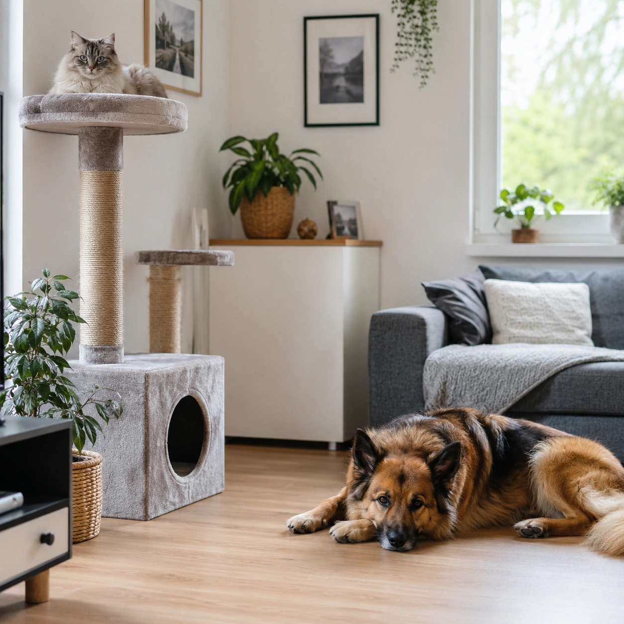 Hund und Katze zusammenführen mit sicherem Abstand