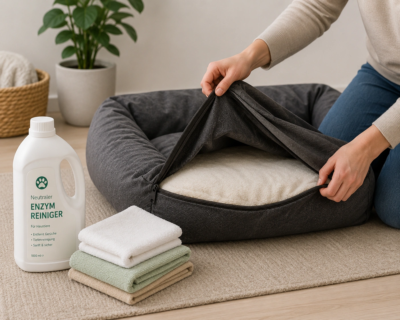 Hundebett nach Katzenurin richtig reinigen