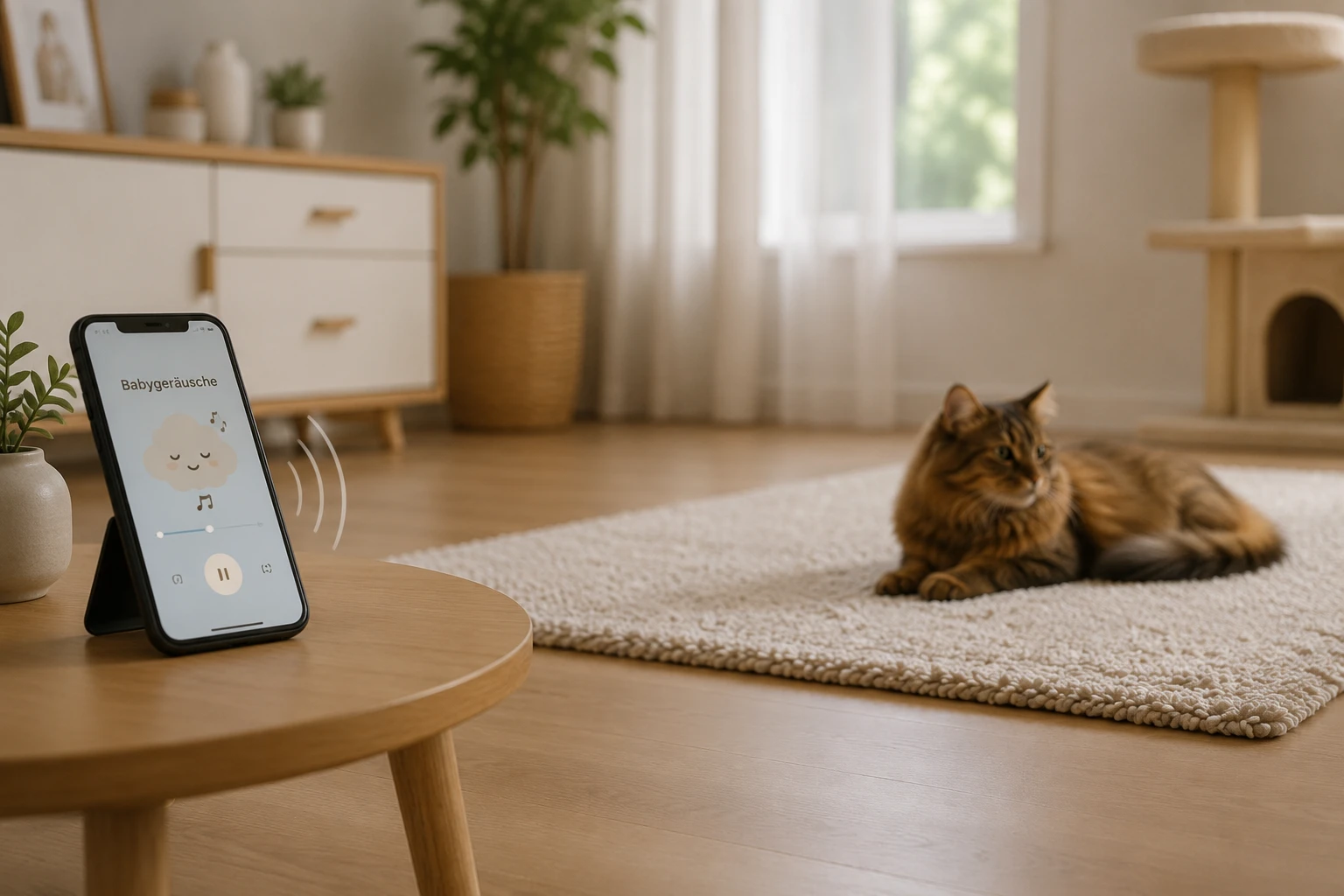 Katze schrittweise an Babygeräusche gewöhnen