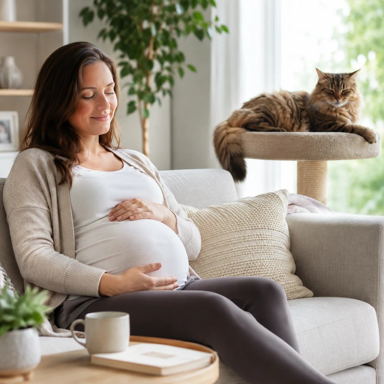 Katze während der Schwangerschaft ruhig auf das Baby vorbereiten