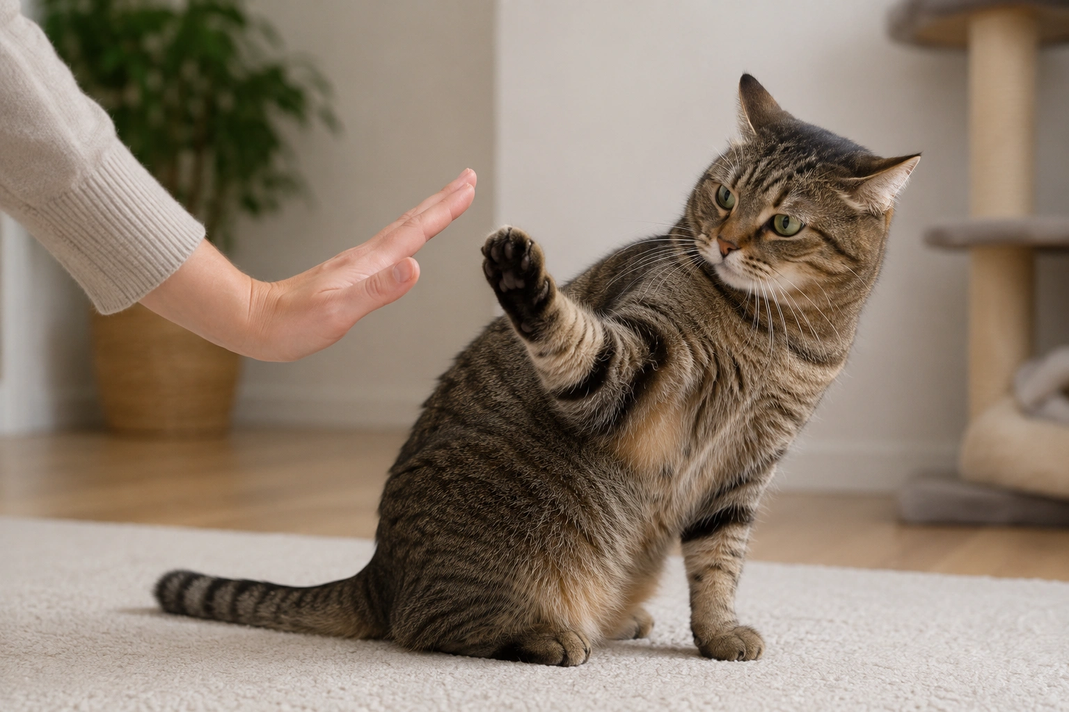 Ruhig reagieren, wenn die Katze faucht