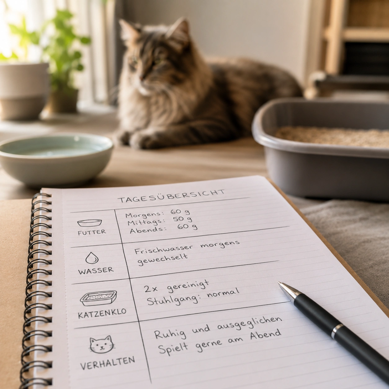 Beobachtungsbogen, wenn die Katze nicht frisst