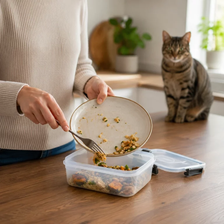 Katze klaut Essen nicht, wenn der Tisch ruhig gesichert ist